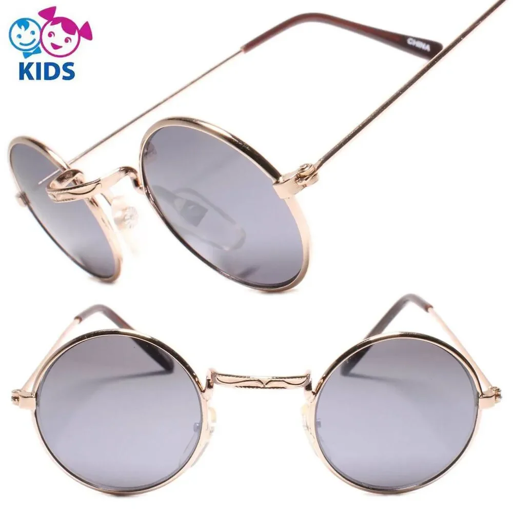 Kids 0-2 year Round Gold Sunglasses 100% UV Protection